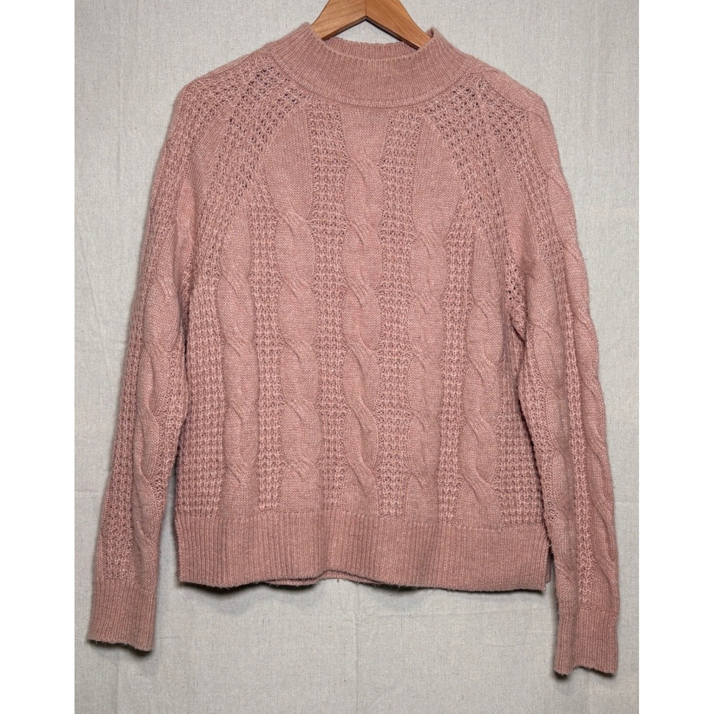 J.Crew Womens Pink Alpaca Blend Cable Knit Mock Neck Sweater AE011 Small